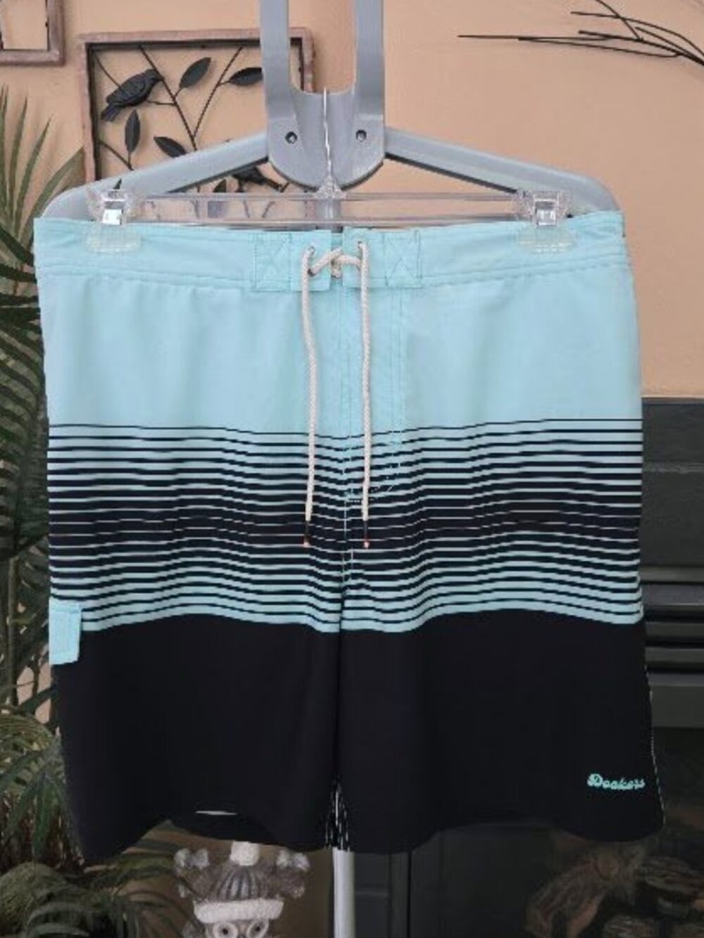 NWT Dockers mens swim trunks sz medium ( 32/34) waist mint blue/black